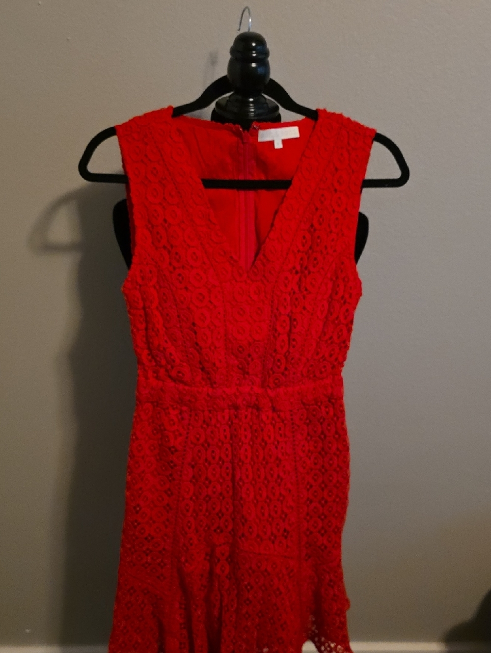 Red Lace V-Neck Mini Dress